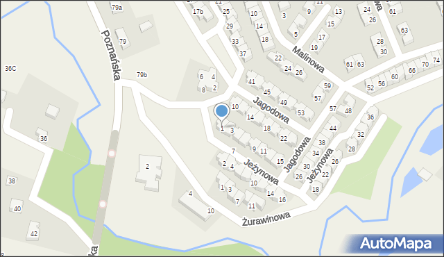 Czapury, Jeżynowa, 1, mapa Czapury