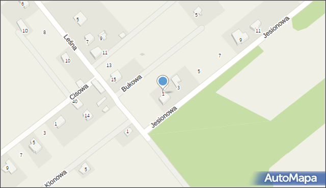 Czarnowiec, Jesionowa, 1, mapa Czarnowiec