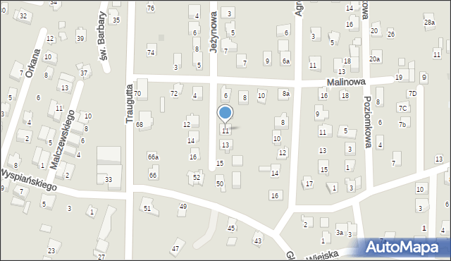 Czechowice-Dziedzice, Jeżynowa, 11, mapa Czechowic-Dziedzic