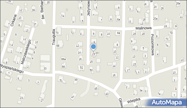 Czechowice-Dziedzice, Jeżynowa, 13, mapa Czechowic-Dziedzic