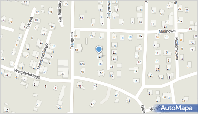 Czechowice-Dziedzice, Jeżynowa, 14, mapa Czechowic-Dziedzic