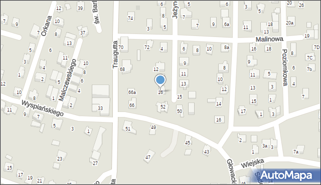 Czechowice-Dziedzice, Jeżynowa, 16, mapa Czechowic-Dziedzic