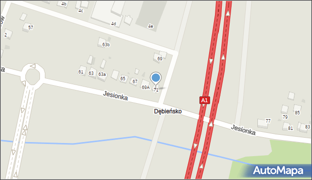 Czerwionka-Leszczyny, Jesionka, 71, mapa Czerwionka-Leszczyny