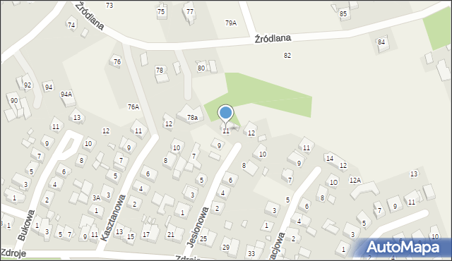 Czerwonak, Jesionowa, 11, mapa Czerwonak