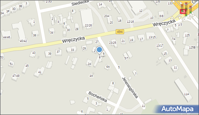 Częstochowa, Jeleniogórska, 4, mapa Częstochowy