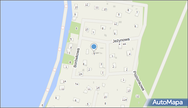 Dłużek, Jeżynowa, 5, mapa Dłużek