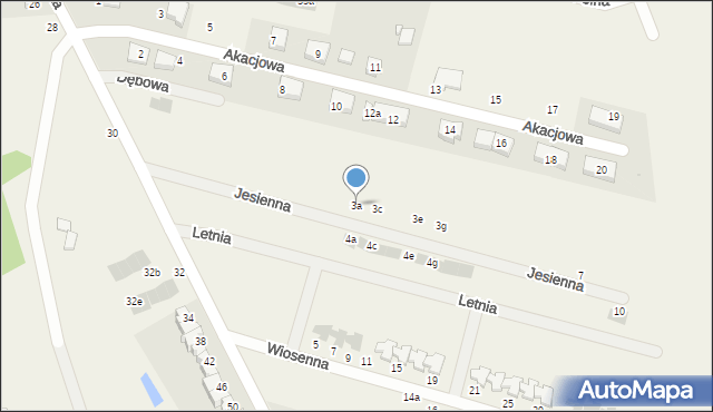 Dobrzykowice, Jesienna, 3a, mapa Dobrzykowice
