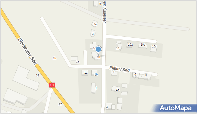 Dołuje, Jesienny Sad, 1d, mapa Dołuje