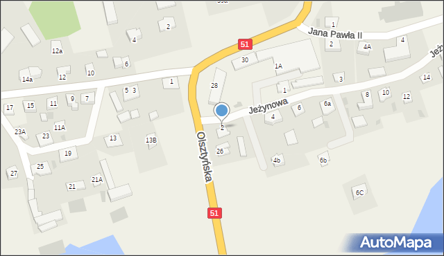 Dywity, Jeżynowa, 2, mapa Dywity