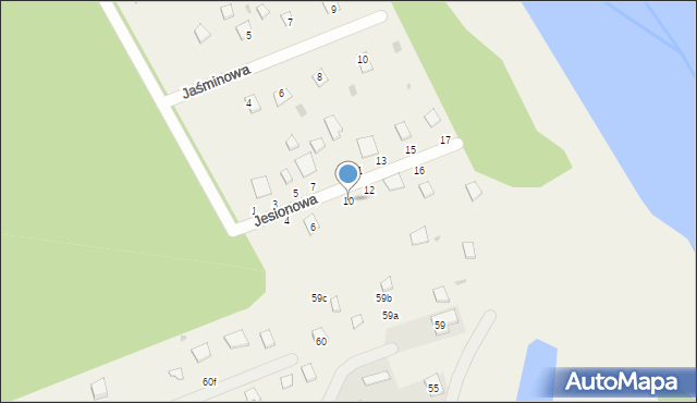 Dzbądz, Jesionowa, 10, mapa Dzbądz