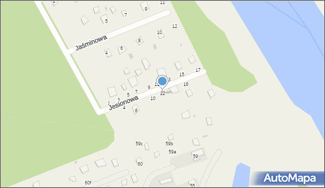 Dzbądz, Jesionowa, 12, mapa Dzbądz