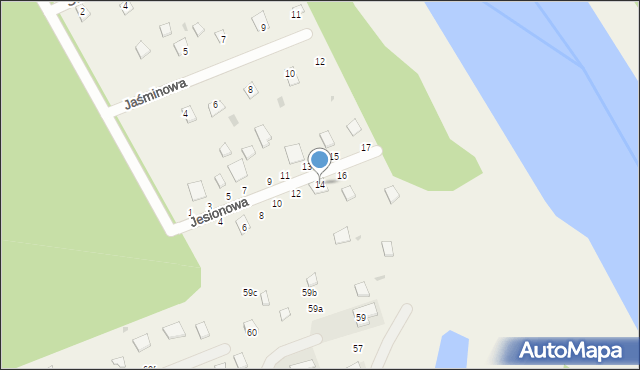 Dzbądz, Jesionowa, 14, mapa Dzbądz