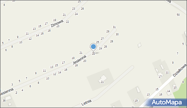 Działki, Jesienna, 22, mapa Działki