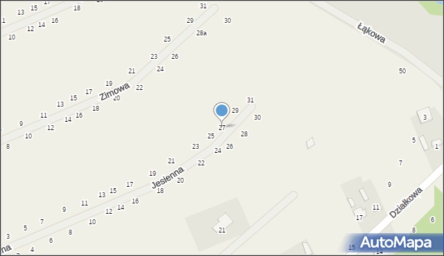 Działki, Jesienna, 27, mapa Działki