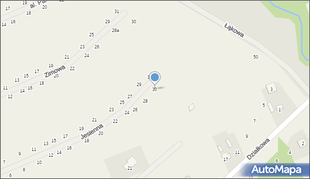 Działki, Jesienna, 30, mapa Działki
