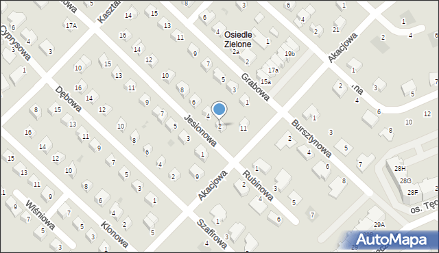 Dzierżoniów, Jesionowa, 2, mapa Dzierżoniów