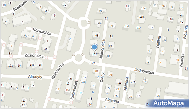 Gdańsk, Jednorożca, 102, mapa Gdańska