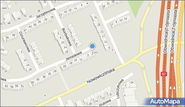 Gdynia, Jemiołowa, 1, mapa Gdyni