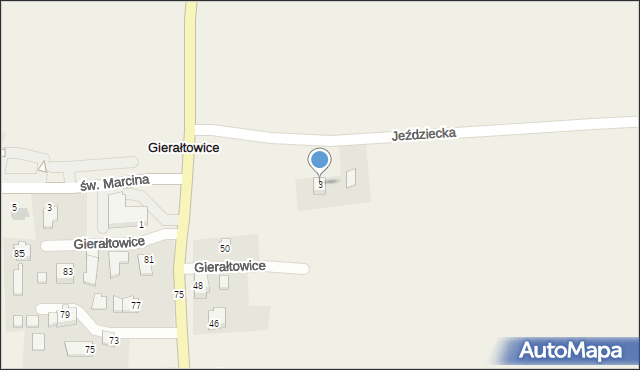 Gierałtowice, Jeździecka, 3, mapa Gierałtowice
