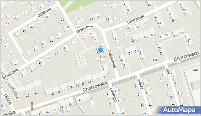 Gliwice, Jesionowa, 3a, mapa Gliwic