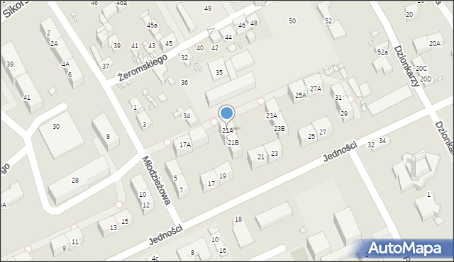 Gliwice, Jedności, 21A, mapa Gliwic