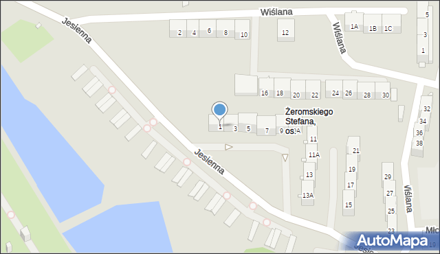 Gliwice, Jesienna, 1, mapa Gliwic