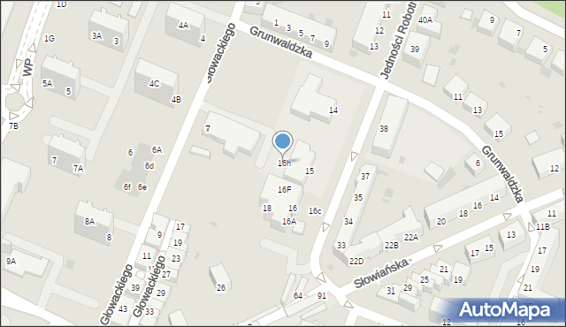 Głogów, Jedności Robotniczej, 16h, mapa Głogów
