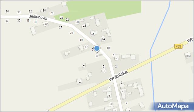 Gniazdów, Jesionowa, 11, mapa Gniazdów
