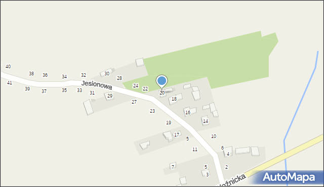 Gniazdów, Jesionowa, 20, mapa Gniazdów
