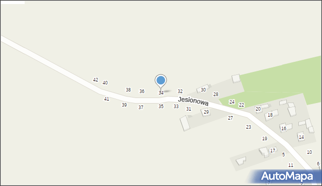 Gniazdów, Jesionowa, 34, mapa Gniazdów