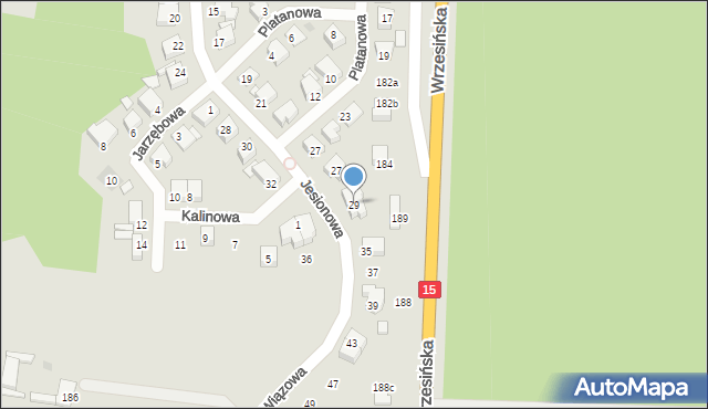 Gniezno, Jesionowa, 29, mapa Gniezna