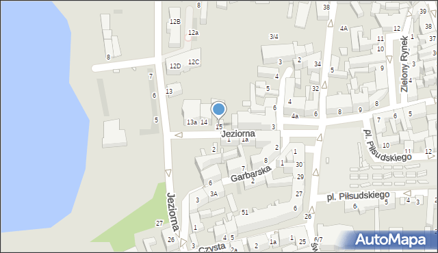 Gniezno, Jeziorna, 15, mapa Gniezna