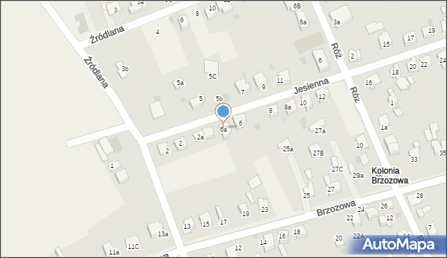 Goczałkowice-Zdrój, Jesienna, 6a, mapa Goczałkowice-Zdrój