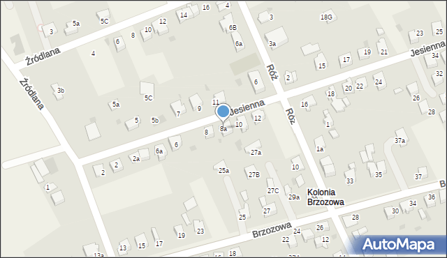 Goczałkowice-Zdrój, Jesienna, 8a, mapa Goczałkowice-Zdrój