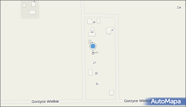 Gorzyce Wielkie, Jesionowa, 25, mapa Gorzyce Wielkie