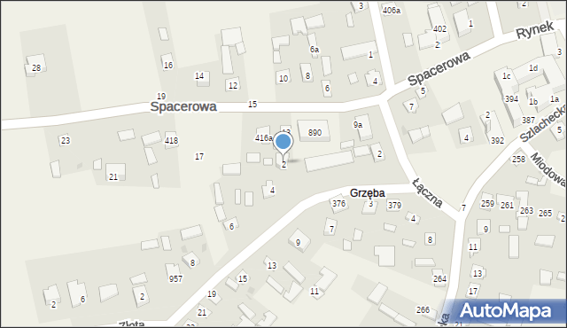 Grębów, Jesionowa, 2, mapa Grębów