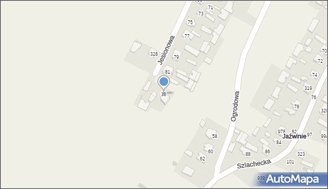 Grębów, Jesionowa, 38, mapa Grębów
