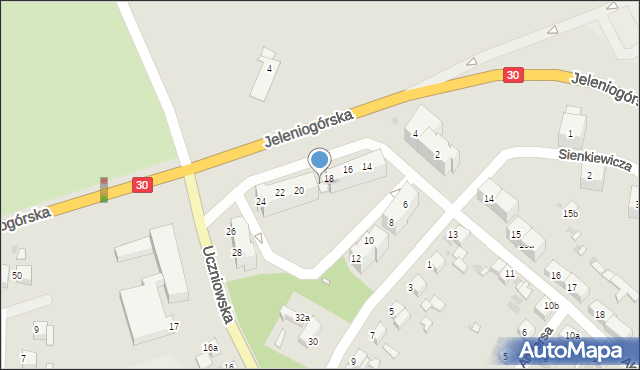Gryfów Śląski, Jeleniogórska, 18a, mapa Gryfów Śląski