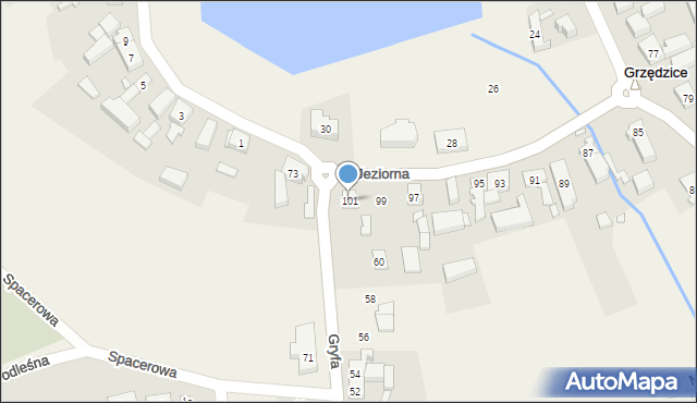 Grzędzice, Jeziorna, 101, mapa Grzędzice