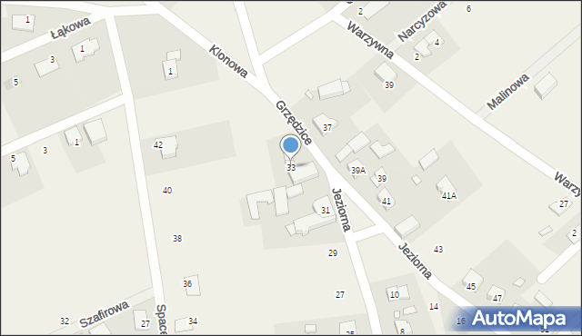 Grzędzice, Jeziorna, 33, mapa Grzędzice