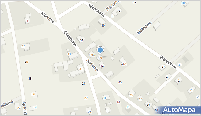 Grzędzice, Jeziorna, 39, mapa Grzędzice