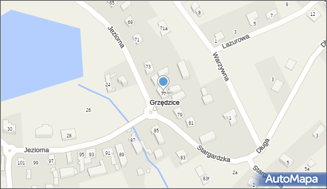 Grzędzice, Jeziorna, 77, mapa Grzędzice