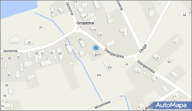 Grzędzice, Jeziorna, 83, mapa Grzędzice