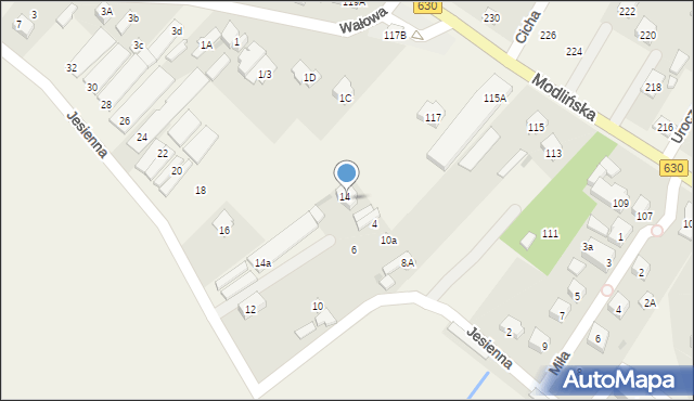 Jabłonna, Jesienna, 14b, mapa Jabłonna