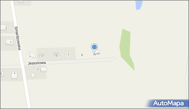 Jaczów, Jesionowa, 11, mapa Jaczów