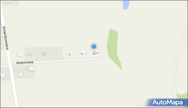 Jaczów, Jesionowa, 13, mapa Jaczów