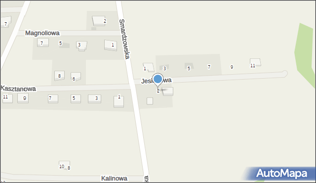 Jaczów, Jesionowa, 2, mapa Jaczów