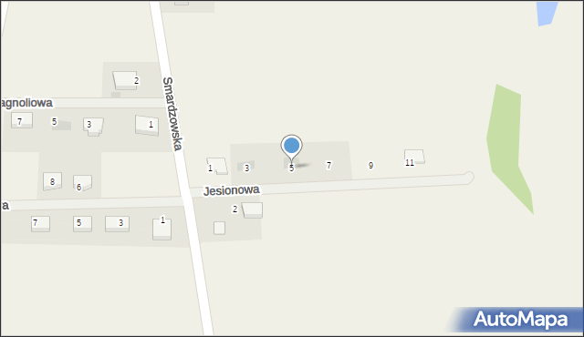 Jaczów, Jesionowa, 5, mapa Jaczów