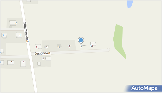 Jaczów, Jesionowa, 9, mapa Jaczów