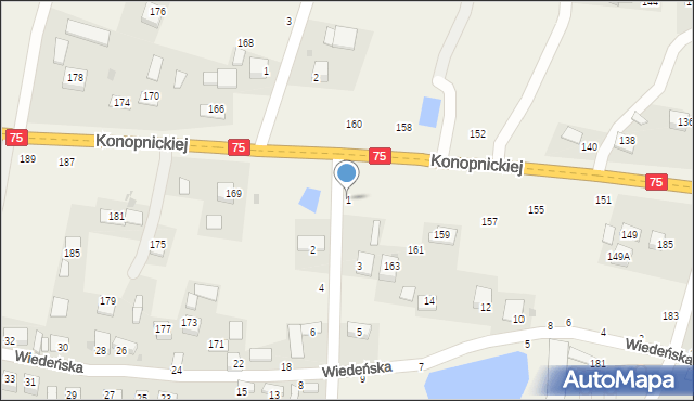 Jasień, Jesionowa, 1, mapa Jasień